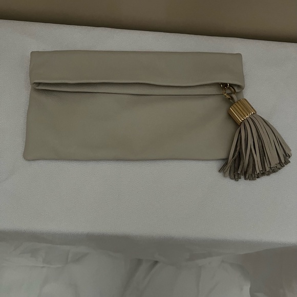 Sophisticated Taupe Clutch with Tassel - Picture 1 of 1